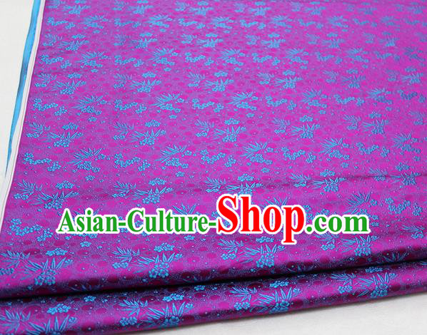 Asian Chinese Traditional Tang Suit Royal Plum Blossom Bamboo Pattern Rosy Brocade Satin Fabric Material Classical Silk Fabric