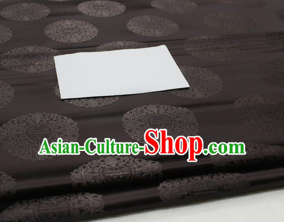 Asian Chinese Traditional Tang Suit Royal Round Pattern Black Brocade Satin Fabric Material Classical Silk Fabric