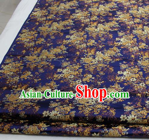 Asian Chinese Traditional Tang Suit Royal Cherry Blossom Pattern Royalblue Brocade Satin Fabric Material Classical Silk Fabric