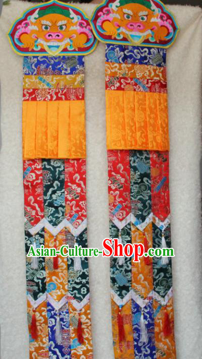 Chinese Traditional Buddhist Colorful Brocade Streamer Tibetan Buddhism Temple Decoration