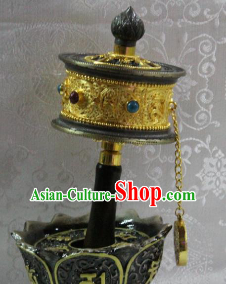 Chinese Traditional Buddhism Brass Pray Wheel Feng Shui Items Vajrayana Buddhist Decoration