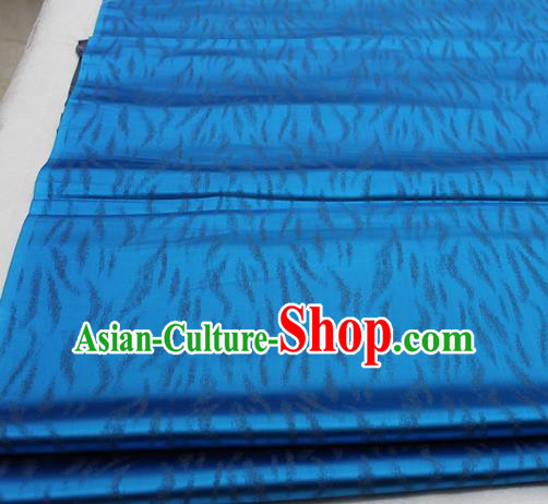 Asian Chinese Traditional Classical Pattern Blue Brocade Tang Suit Satin Fabric Material Classical Silk Fabric