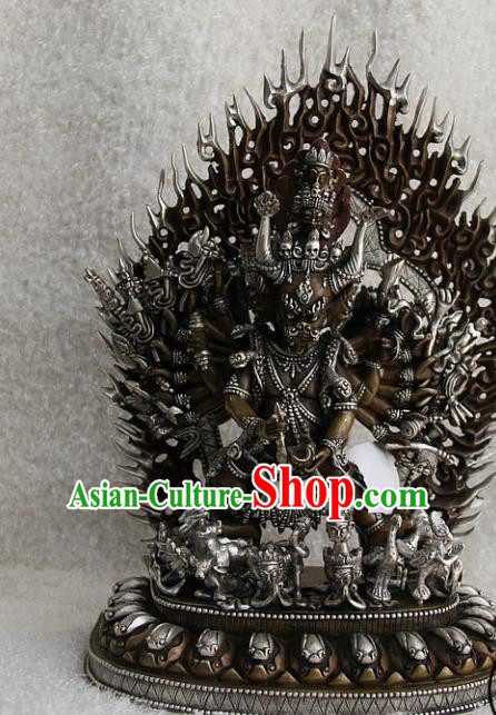 Chinese Traditional Buddhist Copper Buddha Vajra Dharma Statue Tibetan Buddhism Feng Shui Items Sculpture