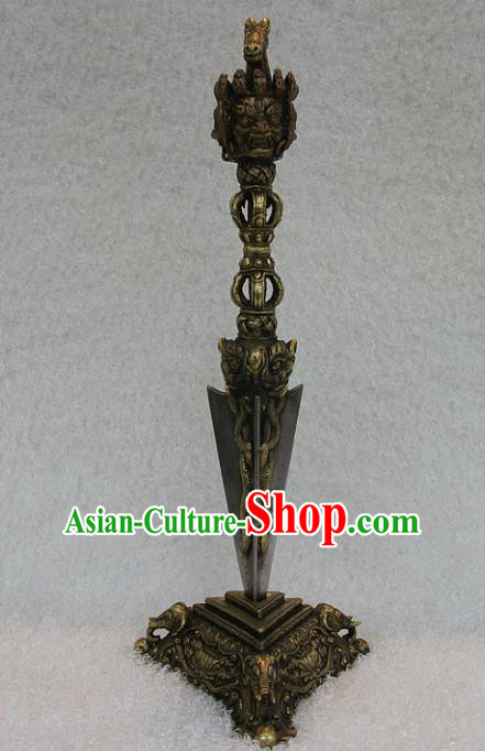 Chinese Traditional Feng Shui Items Buddhism Dorje Phurba Buddhist Carving Copper Vajra Pestle