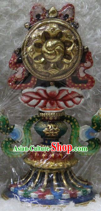 Chinese Traditional Tibetan Buddhism Feng Shui Items Copper Gilding Decoration Buddhist Colored Drawing Offerings