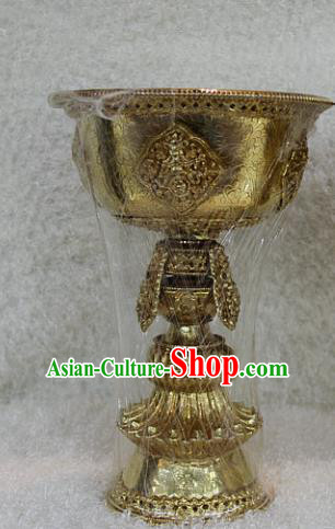 Chinese Traditional Buddhist Brass Carving Lampstand Buddha Cup Decoration Tibetan Buddhism Feng Shui Items