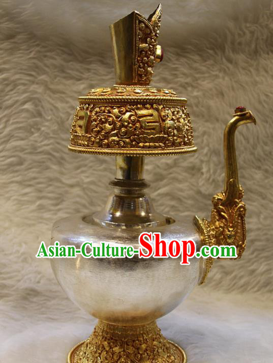 Chinese Traditional Buddhist Offersacrifice Copper Flagon Buddha Wine Pot Decoration Tibetan Buddhism Feng Shui Items