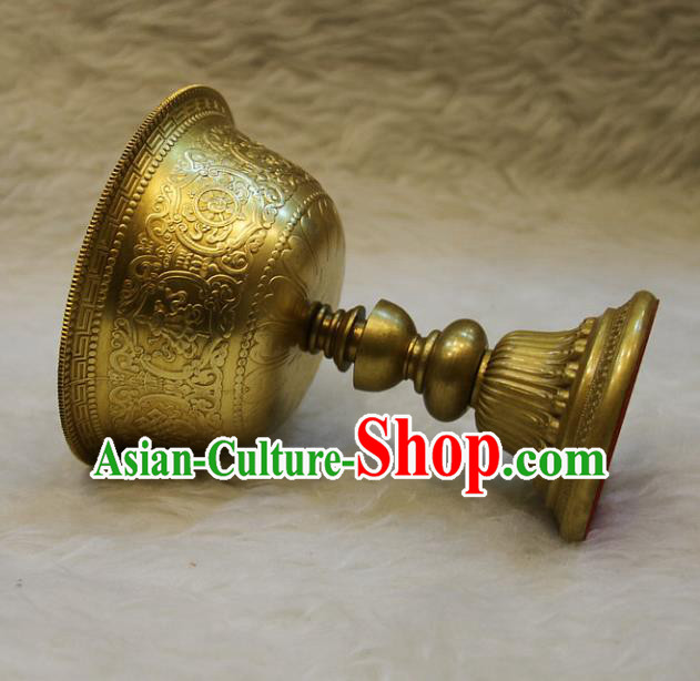 Chinese Traditional Buddhist Offersacrifice Buddha Brass Cup Decoration Tibetan Buddhism Feng Shui Items