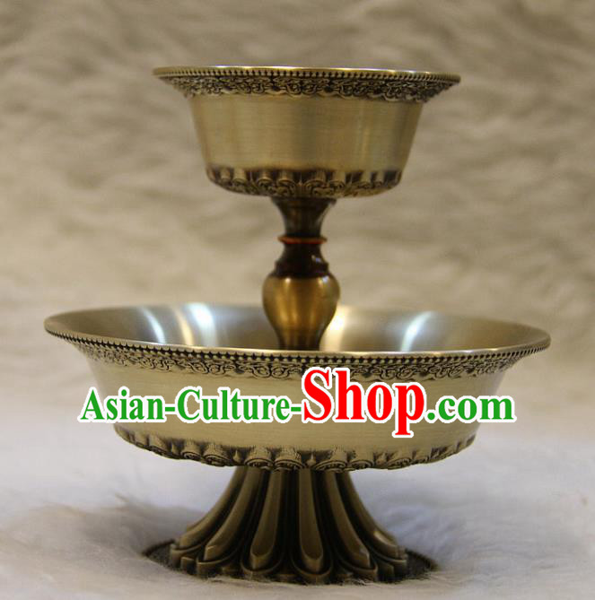 Chinese Traditional Buddhist Offersacrifice Buddha Brass Cup Decoration Tibetan Buddhism Feng Shui Items