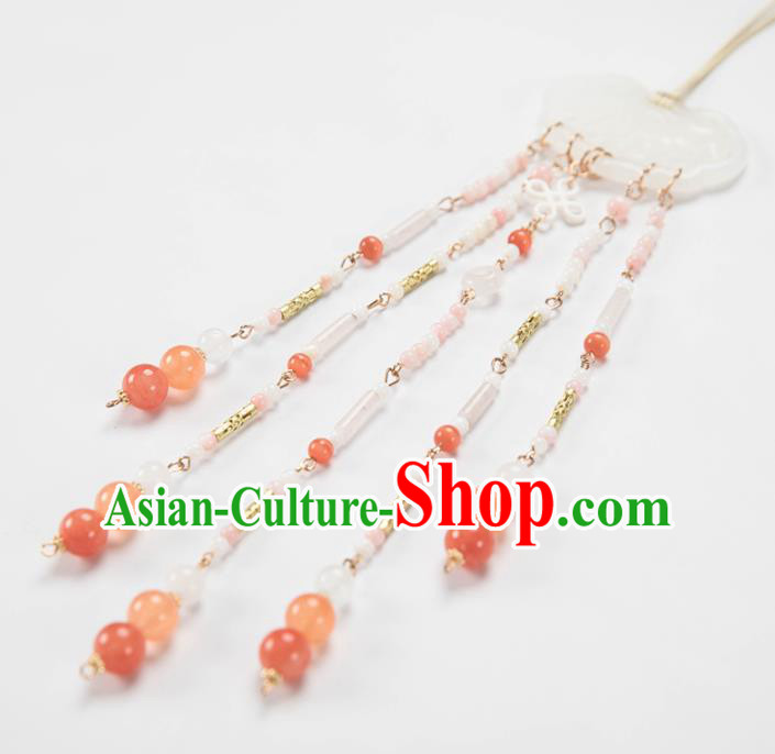 Chinese Traditional Ancient Princess Waist Accessories Hanfu Tassel Jade Pendant for Women