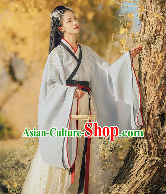 Chinese Traditional Ancient Princess Hanfu Dress Jin Dynasty Imperial Consort Embroidered Historical Costume for Women