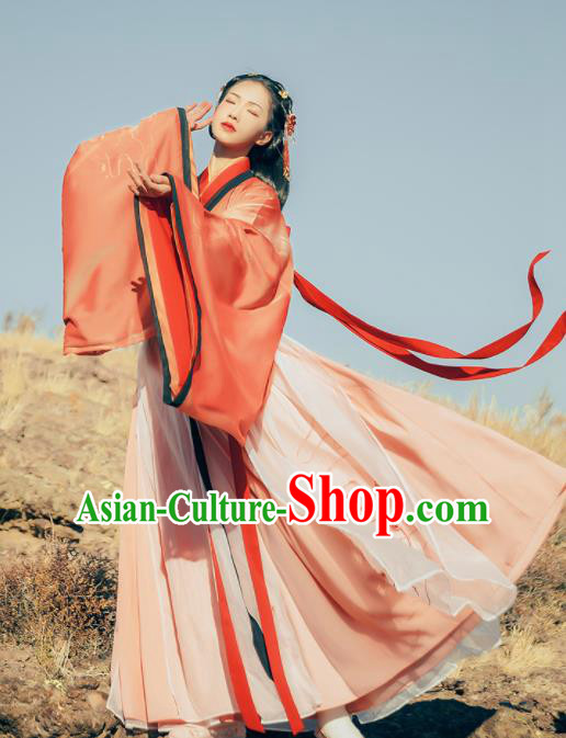 Chinese Traditional Ancient Swordswoman Hanfu Dress Jin Dynasty Court Princess Embroidered Historical Costume for Women