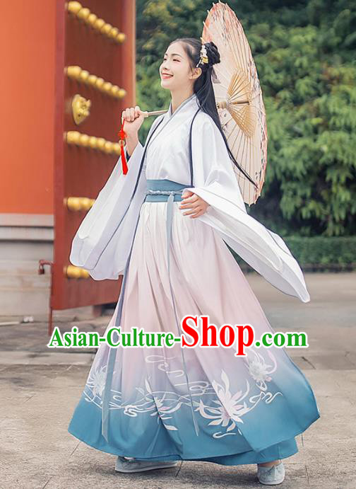 Chinese Ancient Court Maid Hanfu Dress Traditional Han Dynasty Princess Palace Lady Embroidered Historical Costume for Women