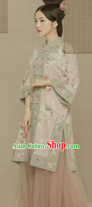 Chinese Ancient Hanfu Dress Traditional Ming Dynasty Manchu Dowager Embroidered Historical Costume for Women