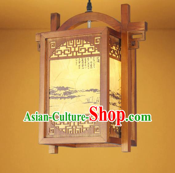 Chinese Traditional Hanging Lantern Handmade Wood Palace Lanterns Ceiling Lamp