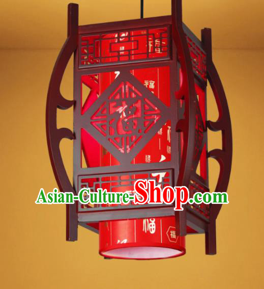 Chinese Traditional Hanging Lantern Handmade New Year Wood Palace Lanterns Ceiling Lamp