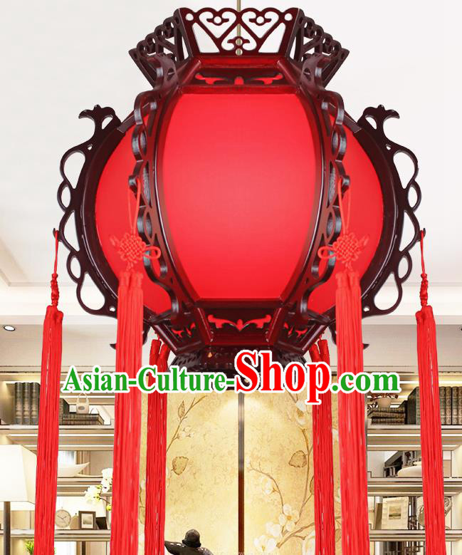 Chinese Traditional Wood Red Sheepskin Palace Lantern Handmade New Year Hanging Lanterns Ceiling Lamp
