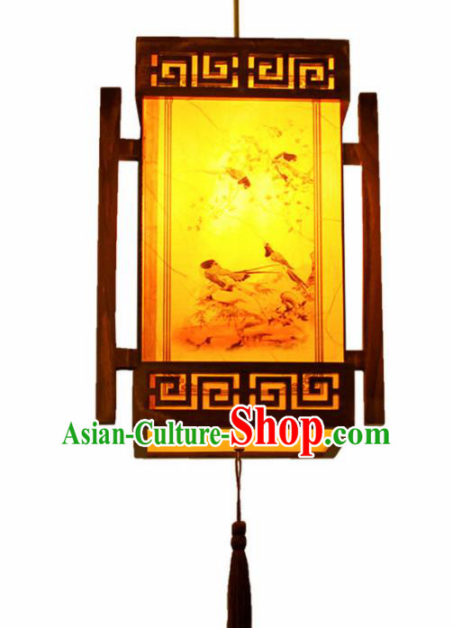 Chinese Traditional Printing Birds Wood Palace Lantern Handmade New Year Hanging Lanterns Ceiling Lamp