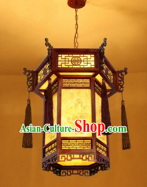 Chinese Traditional Wood Carving Tassel Palace Lantern Handmade Hanging Lanterns Ceiling Lamp