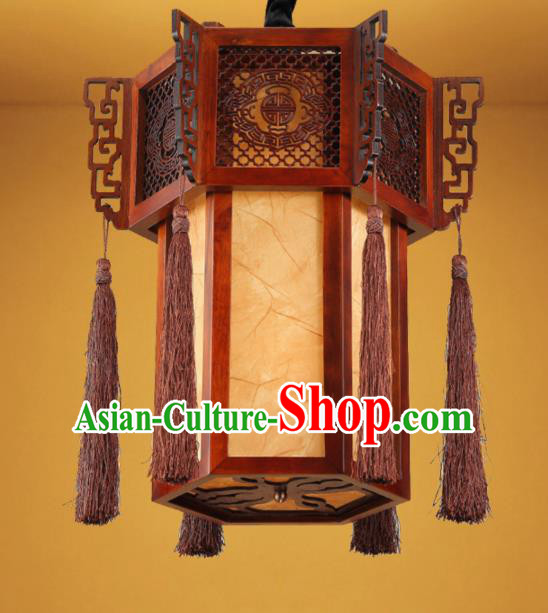 Chinese Traditional Handmade Wood Sheepskin Palace Lantern Hanging Lanterns Ceiling Lamp