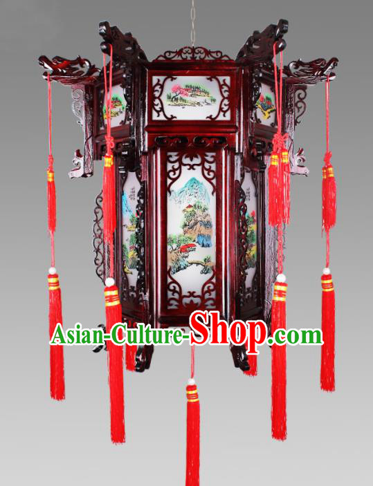 Chinese Traditional Handmade Wood Palace Lantern Classical Hanging Lanterns Ceiling Lamp