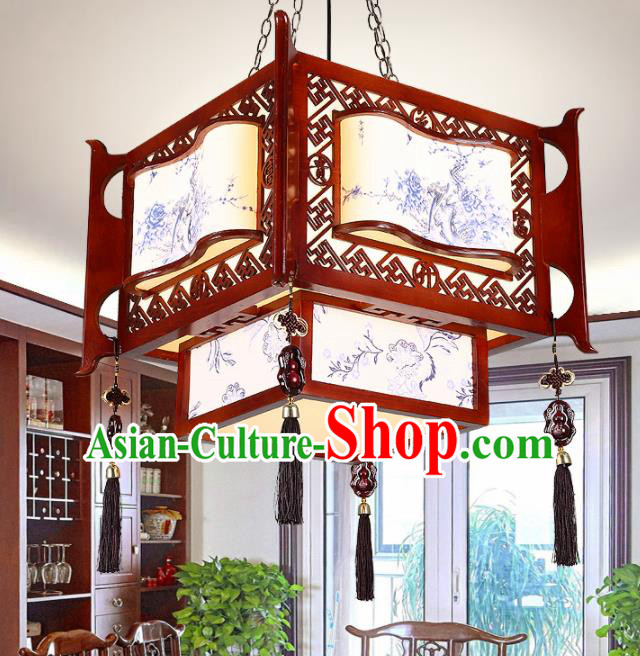 Chinese Traditional Handmade Printing Wood Carving Palace Lantern Classical Hanging Lanterns Ceiling Lamp