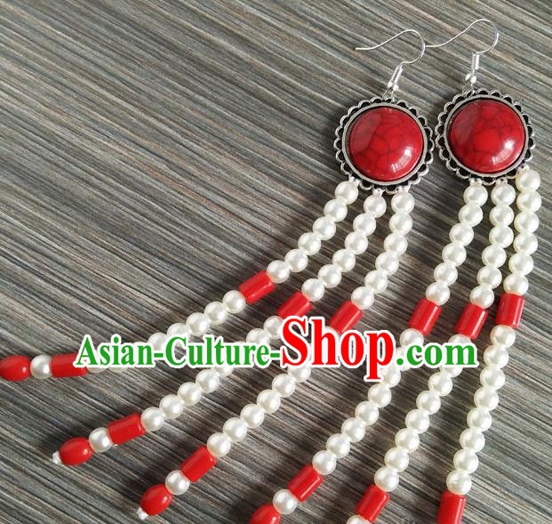 Traditional Chinese Mongol Nationality Ear Accessories Mongolian Ethnic Folk Dance Earrings for Women