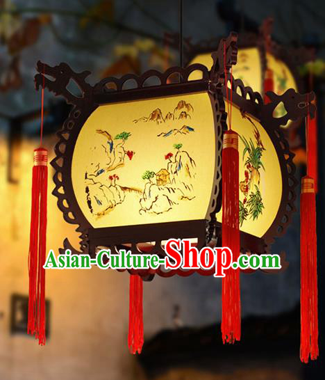 Chinese Traditional New Year Yellow Palace Lantern Handmade Hanging Lanterns Ceiling Lamp