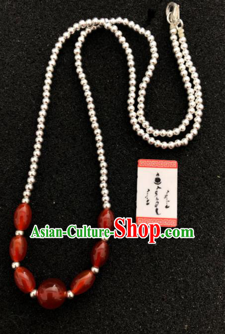 Traditional Chinese Mongol Nationality Necklet Accessories Mongolian Ethnic Agate Necklace for Women