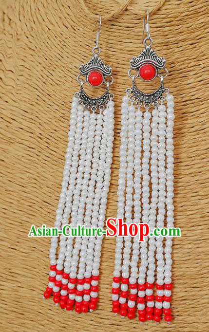 Traditional Chinese Mongolian Ethnic Tassel Ear Accessories Mongol Nationality Earrings for Women