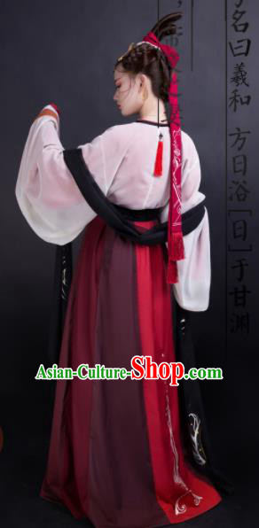 Chinese Jin Dynasty Swordswoman Dress Traditional Ancient Palace Princess Hanfu Historical Costume for Women