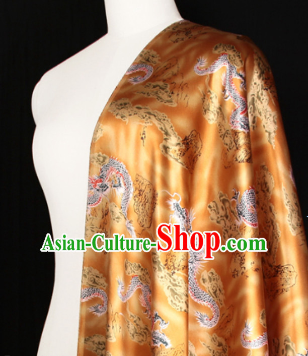 Classical 100% Pure Silk Round Dragon Pattern Fabric Chinese Royal Silk Fabrics