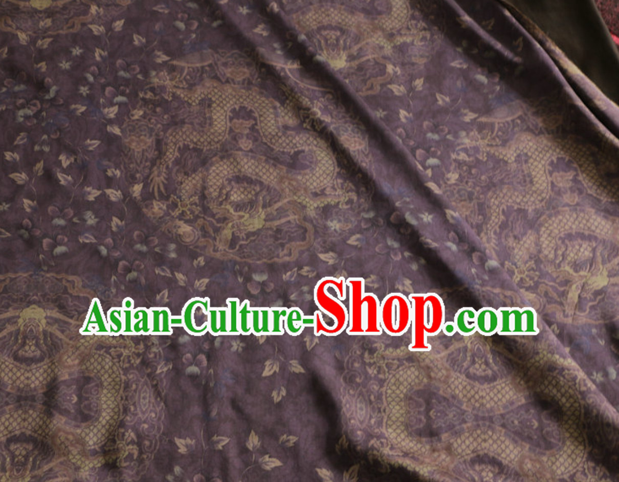 Classic Royal 100% Pure Silk Round Dragon Pattern Fabric Chinese Traditional Silk Fabrics