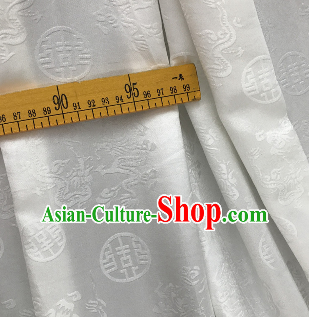 White Classic Royal 100% Pure Silk Round Dragon Pattern Fabric Chinese Traditional Silk Fabrics