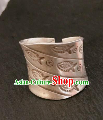 Chinese Traditional Mongol Nationality Rings Mongolian Ethnic Sliver Accessories for Women