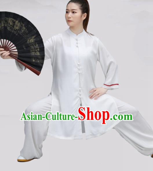 Chinese Traditional Martial Arts White Costume Tai Ji Kung Fu Clothing for Women