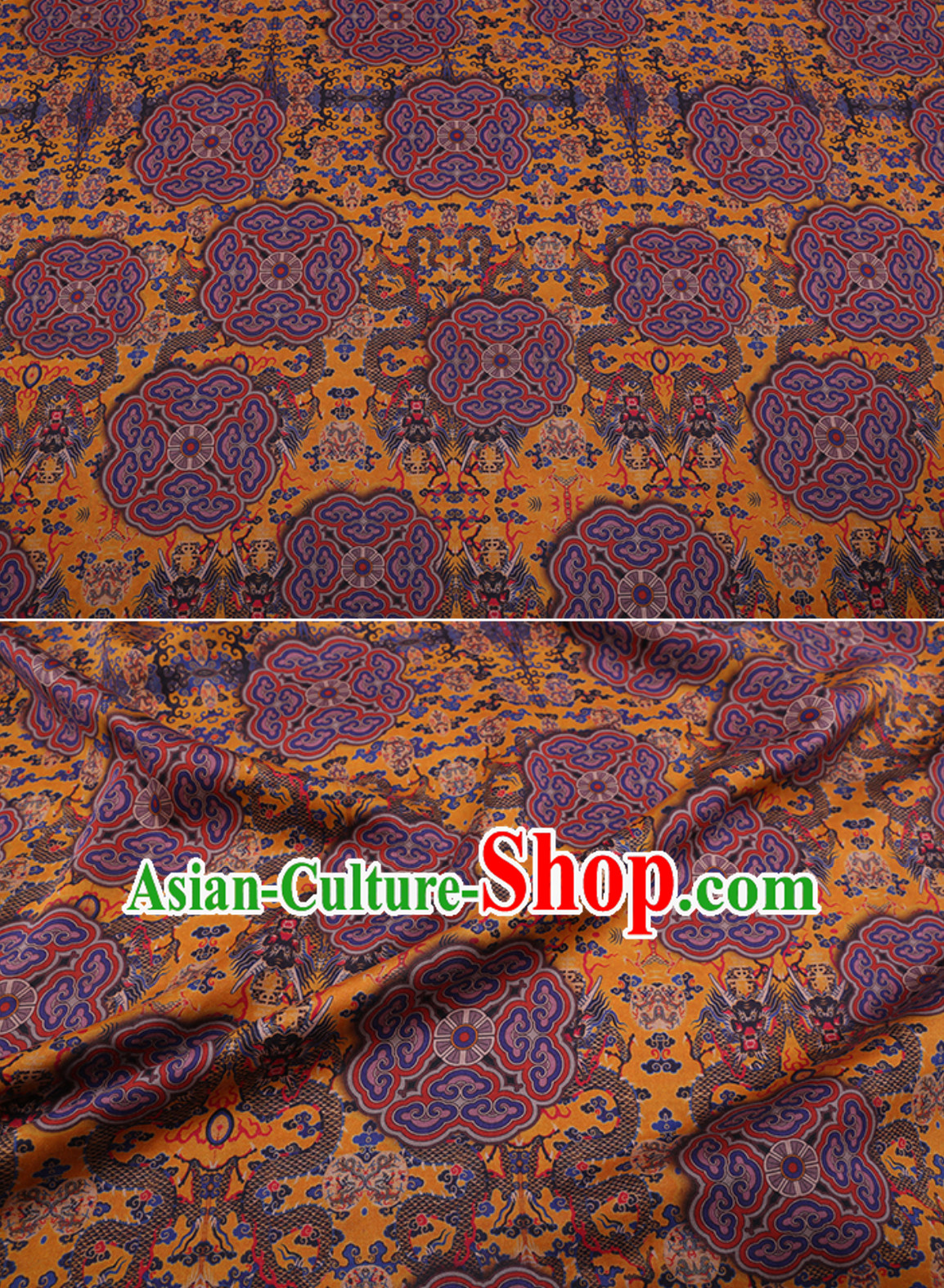 Palace Classic Royal 100% Pure Silk Round Dragon Pattern Fabric Chinese Traditional Silk Fabrics