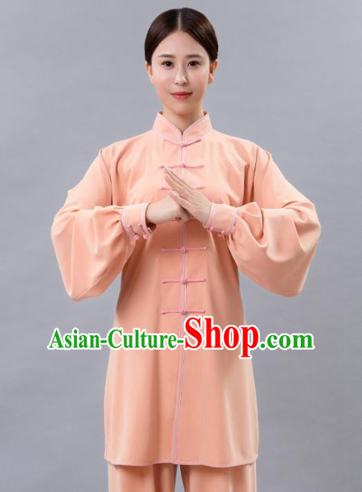 Traditional Chinese Martial Arts Orange Costume Tai Ji Kung Fu Competition Clothing for Women