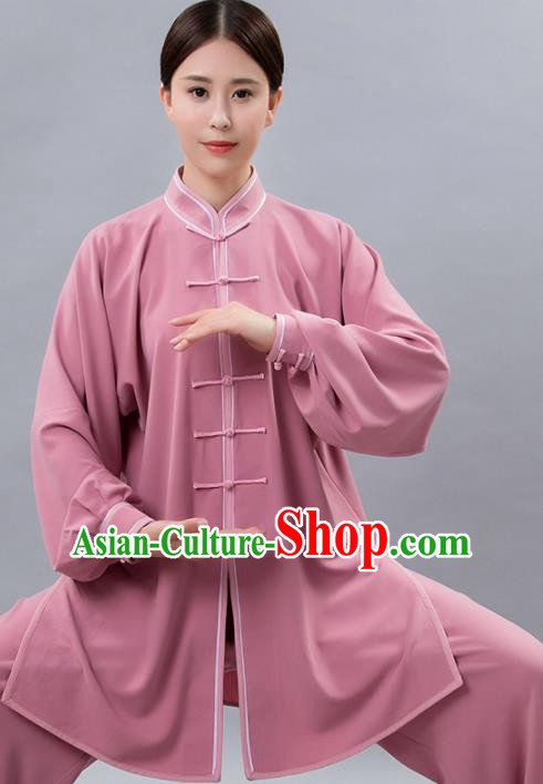 Traditional Chinese Martial Arts Pink Costume Tai Ji Kung Fu Competition Clothing for Women