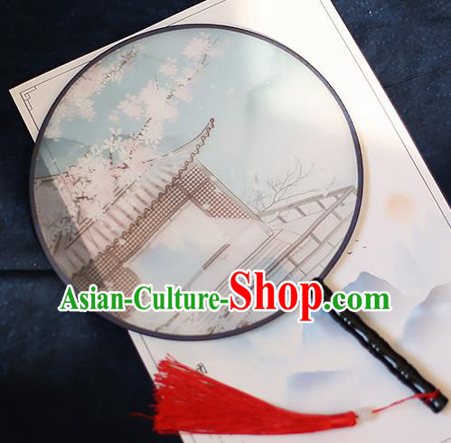 Chinese Traditional Printing Palace Silk Round Fans Handmade Classical Palace Fans for Women