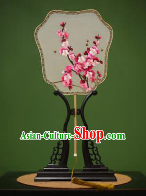 Chinese Traditional Handmade Embroidered Plum Blossom Silk Fans Classical Palace Fans for Women