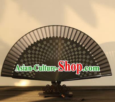 Chinese Traditional Handmade Black Fans Classical Folding Fans for Women