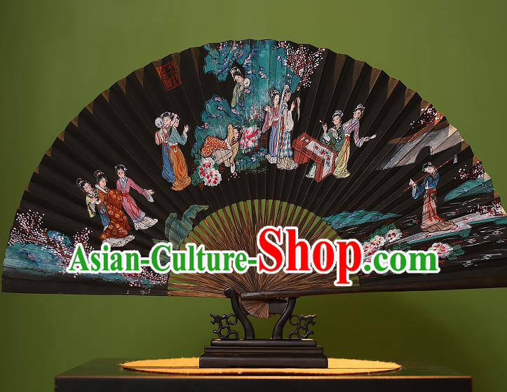 Chinese Traditional Handmade Bamboo Fans Classical Printing Beauty Folding Fans for Men