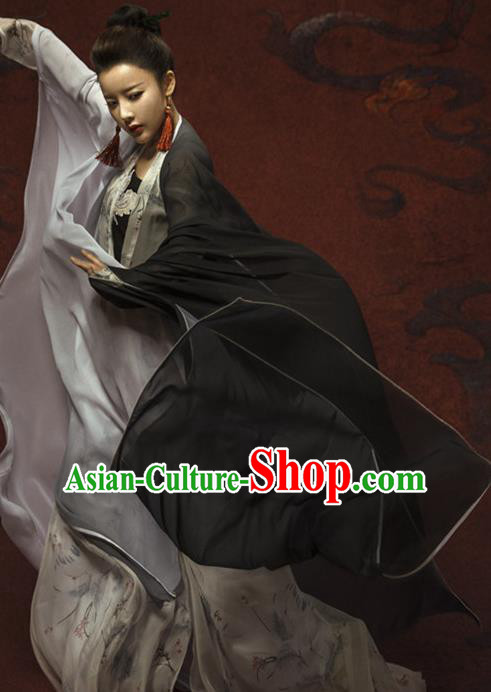Chinese Ancient Swordswoman Hanfu Dress Tang Dynasty Female Knight Costume for Women