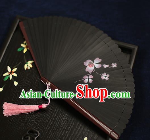 Chinese Handmade Printing Flowers Bamboo Fans Classical Accordion Traditional Folding Fans for Women