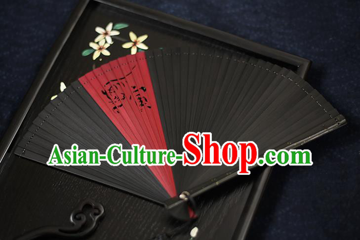 Chinese Handmade Carving Zodiac Tiger Bamboo Fans Classical Accordion Traditional Folding Fans for Women