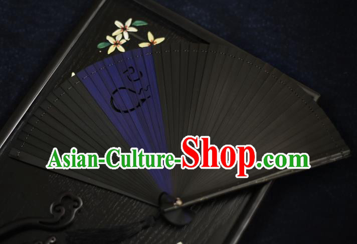 Chinese Handmade Carving Zodiac Snake Bamboo Fans Classical Accordion Traditional Folding Fans for Women