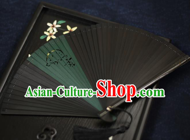 Chinese Handmade Carving Zodiac Pig Bamboo Fans Classical Accordion Traditional Folding Fans for Women