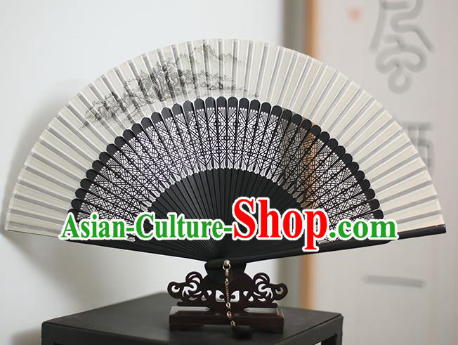 Chinese Handmade Ink Painting Fans Classical Accordion Traditional Folding Fans for Women