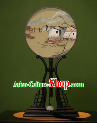 Handmade Chinese Traditional Double Side Silk Round Fan Classical Embroidered Palace Fans for Women